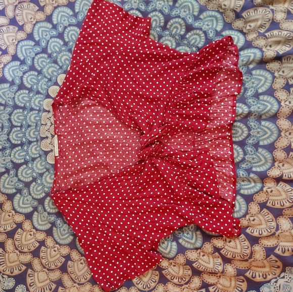 SOLD** BNWOT Polka Dot Cropped Peplum Tie Shirt - Picture 4 of 4